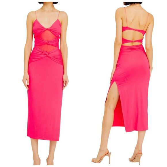 Torn by Ronny Kobo Dresses & Skirts - Torn by Ronny Kobo Stevie Magenta Cutout Midi Dress NWT L